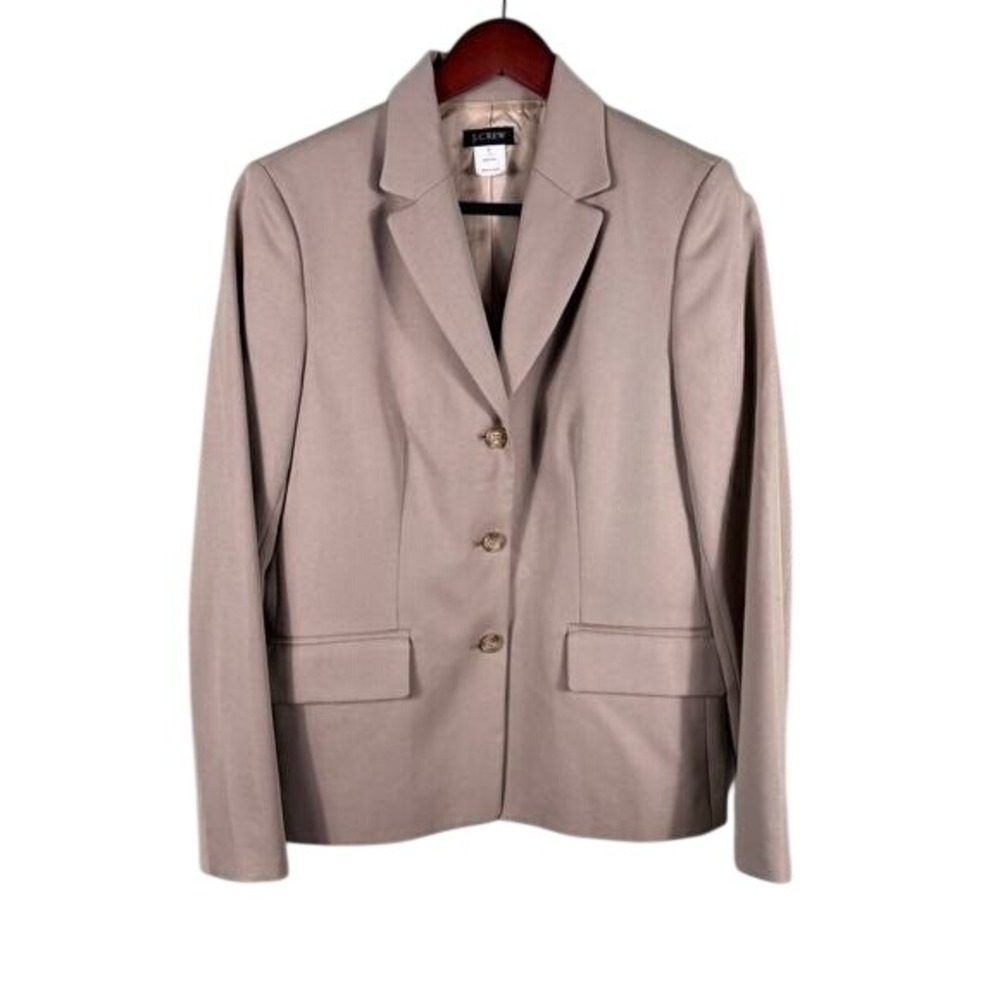 J.Crew Blazer Womens 4 Tan Excellent 100% Wool‎ 3-Button Made in Japan
